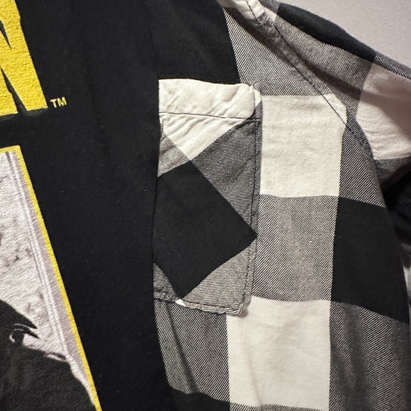 Pulp fiction upcycle plaid shirt black and white - Picture 5 of 6